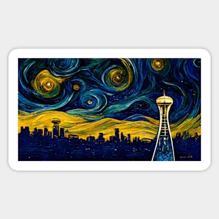 Seattle skyline like starry night Sticker